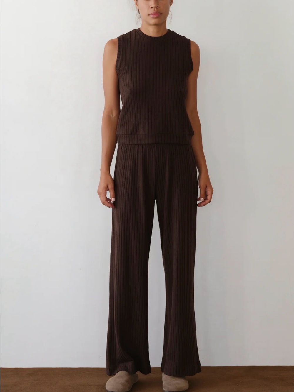 DONNI. The Sweater Rib Simple Pant in Espresso Size XL